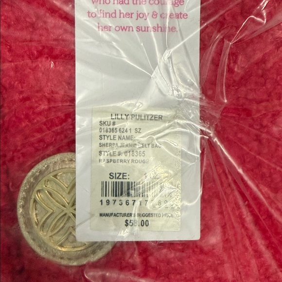 Lilly Pulitzer belt bag. Sherpa raspberry rouge. New sealed. - Picture 2 of 10